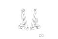 A line drawing illustration showing two identical RC car rear upper suspension arms and two small circular bushings.