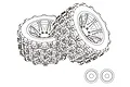 MJX RC All Terrain Tyres on Black Rims - Glued Wheels 2Pcs 14300D2