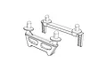 A black and white line drawing illustration of two RC car body mount sets, each featuring a horizontal bar with two vertical posts.