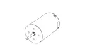 A black and white line drawing of a cylindrical brushless motor with a central shaft and mounting holes on the front face.