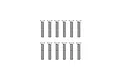 A digital line drawing showing twelve identical countersunk head screws arranged in two rows of six against a white background.