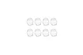 A line drawing illustration showing eight identical RC pivot balls arranged in two rows of four against a white background.