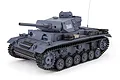 A 1/16 scale Heng Long German Panzer III Type L RC tank in grey, featuring detailed tracks, turret, and markings on a white background.