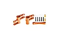 GPM Racing orange aluminium steering bell crank and drag link assembly kit for RC cars, including screws, washers, and metal bushings.