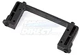 Black plastic Rovan steering servo mount for RC cars, featuring a U-shaped design with mounting holes and posts.