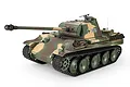 A 1/16 scale Heng Long German Panther Type G RC tank with a camouflage paint scheme, featuring the number 3879 on the turret side.