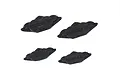 Four black plastic RC brake caliper accessories by Pandora RC, arranged on a white background.