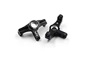 Two black aluminium RC car C-hub carriers by Yeah Racing, showing machined details and 'YR' and 'R' markings.