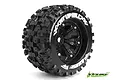 A single Louise 3.8 inch MT-Uphill RC monster truck wheel with a black multi-spoke rim and aggressive block tread pattern.