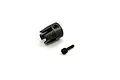 A Kyosho HD front centre driveshaft cup and a small grub screw on a white background.