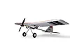 E-Flite Slow Ultra Stick RC plane in white, orange, and black livery, viewed from a low angle against a white background.