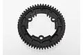 A black Traxxas 54T 1Mod spur gear for RC vehicles, shown from a top-down perspective on a white background.