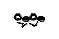 Four black Reefs RC aluminium 12mm wheel hexes with matching threaded pins, arranged on a white background.