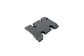 A black Reefs RC XP10 skid plate for RC crawlers shown from a high-angle perspective against a white background.