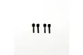 Four black metal partial thread grub shaft screws arranged in a row against a white background.