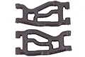 A pair of black RPM front suspension arms for an RC car, showing left and right sides with molded RPM branding.