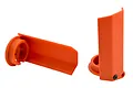 Two orange RPM shock shaft guards shown from different angles against a white background.