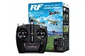 RealFlight Evolution flight simulator software box and Spektrum InterLink DX controller on a white background.