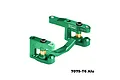 A green GPM Racing aluminium steering bell crank and drag link assembly for RC cars, featuring 7075-T6 aluminium construction.