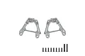 Two silver aluminium GPM Racing rear shock towers with mounting screws on a white background.