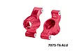 A pair of red anodized aluminium rear hubs for RC cars by GPM Racing, featuring 7075-T6 aluminium construction.