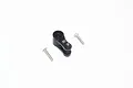 A black aluminium 25T servo horn with two metal screws on a white background.