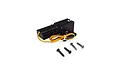 E-Flite 90-degree electric retracting unit with attached wiring and four mounting screws on a white background.