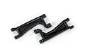 Two black Traxxas WideMaxx upper suspension arms for RC vehicles, shown from an overhead angle on a white background.