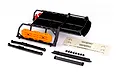 Traxxas Expedition Rack Set for TRX-4 Sport, including black roof rack, orange recovery boards, mounting hardware, and a drilling template.