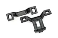 Two black plastic clipless body mounts for a Traxxas RC car, shown from an overhead angle on a white background.