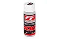 A bottle of Factory Team 400k silicone differential fluid with a white cap and black and red label.