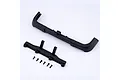 FMS rear bumper set including a curved bumper, a mounting bracket, and six small black screws on a white background.