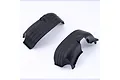 Two black plastic front fender liners for an RC vehicle, shown from a high-angle perspective against a white background.