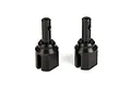 Two black metal Losi centre differential cups for RC vehicles, shown side-by-side against a white background.
