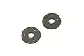 Two circular dark grey slipper clutch pads with a central hole and three smaller mounting holes, isolated on a white background.