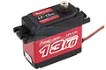 Power HD LF-13MG digital servo with a red metal casing and black plastic top, featuring a splined output shaft and attached servo wire.