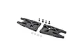 Losi rear suspension arm set for 8XE RTR, including two black plastic arms, four small black pins, and four metal washers.