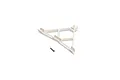 A white plastic wing mount bracket for an E-Flite UMX Slow Ultra Stick RC plane, shown with a single small metal screw.