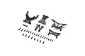Losi Micro-B front and rear shock towers and bumper set including various black plastic parts and a collection of small metal screws.