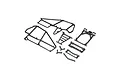 A set of black plastic roll cage components for the Losi 22S Sprint RC car, laid out on a white background.