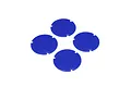 Four blue circular wheel covers for Losi 22S Sprint RC car arranged on a white background.