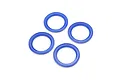 Four blue circular beadlock rings for Losi LMT 2.0 RC wheels arranged on a white background.