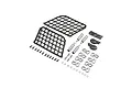 Losi Super Rock Rey cage accessory set including two black window nets, grey plastic mounts, screws, washers, and small black side mirrors.