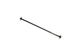 A black metal RC car center dogbone driveshaft with ball ends, featuring the text 8x156.0mm printed on the shaft.