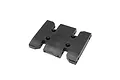 A black plastic center skid plate for an Axial SCX10 PRO RC crawler, shown from a high-angle perspective against a white background.