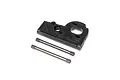 Axial motor mount plate and two metal support posts for 1/10 SCX10 PRO RC crawler.