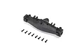 A black plastic RC axle housing for the Losi Mini LMT, shown with a set of small black mounting screws arranged in a row.