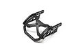 A black aluminum wheelie bump part for the Losi Mini LMT RC truck, featuring a cage-like structure with mounting holes.