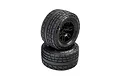 Two Pro-Line Menace street tires mounted on black Split Six wheels, stacked vertically against a white background.