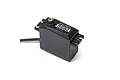 A Spektrum S682 digital servo with a black plastic case, brass output gear, and attached black wiring, isolated on a white background.